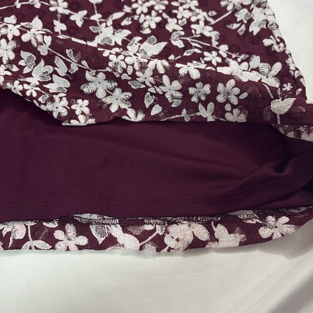 Karl Lagerfeld Womens 14 Dress Carys Floral Ruffle Sleeve Lace Burgundy Feminine - Picture 5 of 9